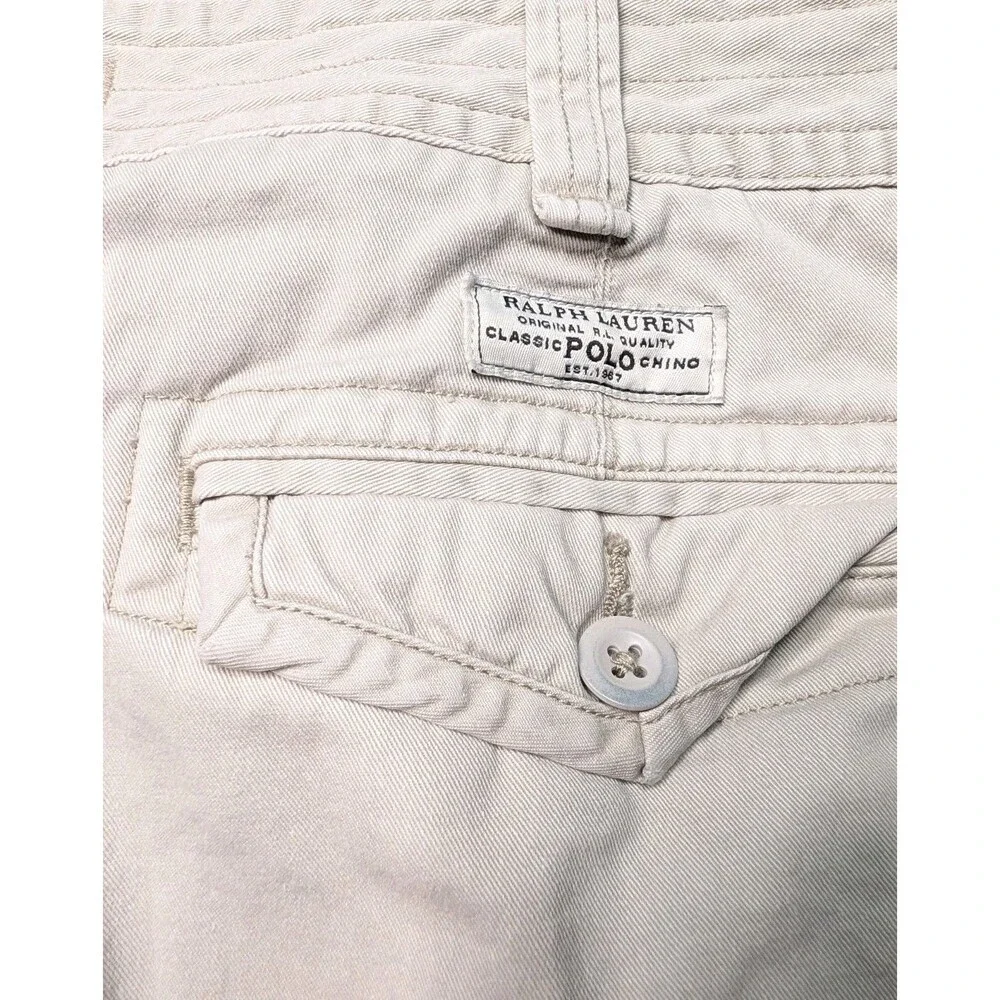 Polo Ralph Lauren Classic Chino Cargo Shorts Men 38 Cotton Beige Khaki